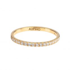 bague alliance or jaune diamants blancs évidence aupiho joaillerie