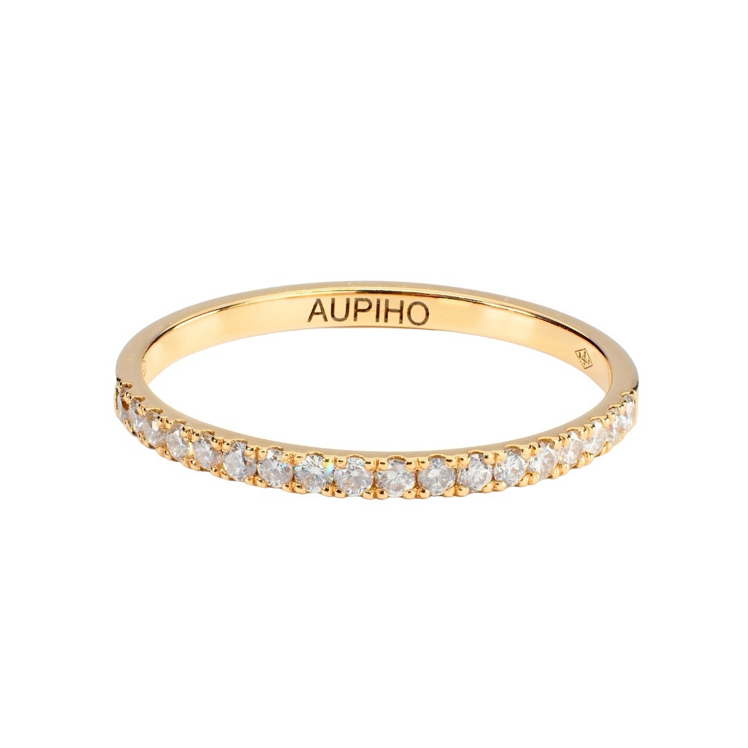 bague alliance or jaune diamants blancs évidence aupiho joaillerie