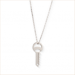 collier clé évidée collection sésame or blanc 18 carats recyclé chaine fine aupiho joaillerie