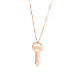 collier clé évidée collection sésame or rose 18 carats recyclé chaine fine aupiho joaillerie