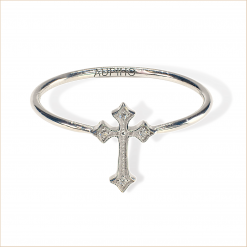 bague croix or blanc et diamants blancs or recyclé 18 carats aupiho joaillerie