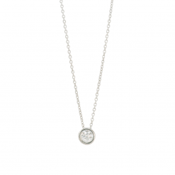 collier solitaire or blanc et diamant blanc or recyclé 18 carats aupiho joaillerie