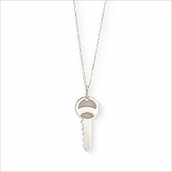 collier clé or blanc or recyclé 18 carats sésame aupiho joaillerie