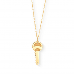 collier clé or jaune or recyclé 18 carats sésame aupiho joaillerie