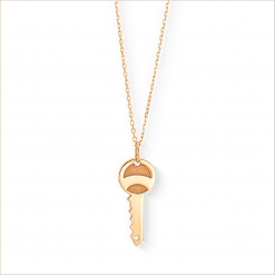 collier clé or rose or recyclé 18 carats sésame aupiho joaillerie