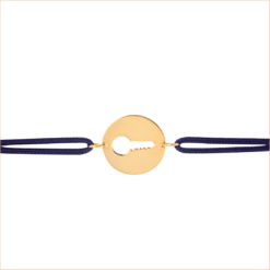 bracelet cordon médaille clé or 18 carats recyclé aupiho joaillerie sésame noir