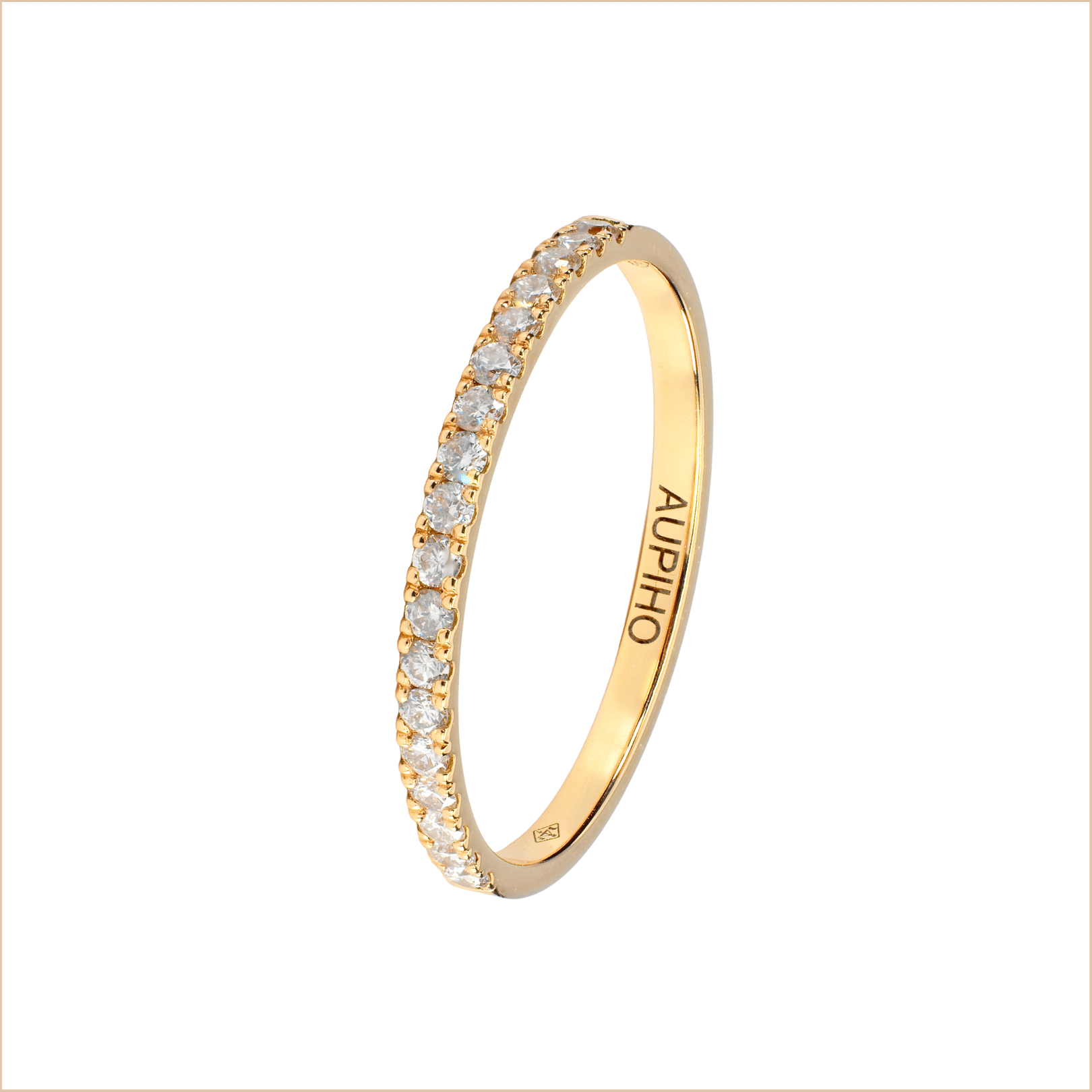 bague alliance or jaune et diamants blancs or recyclé 18 carats aupiho joaillerie