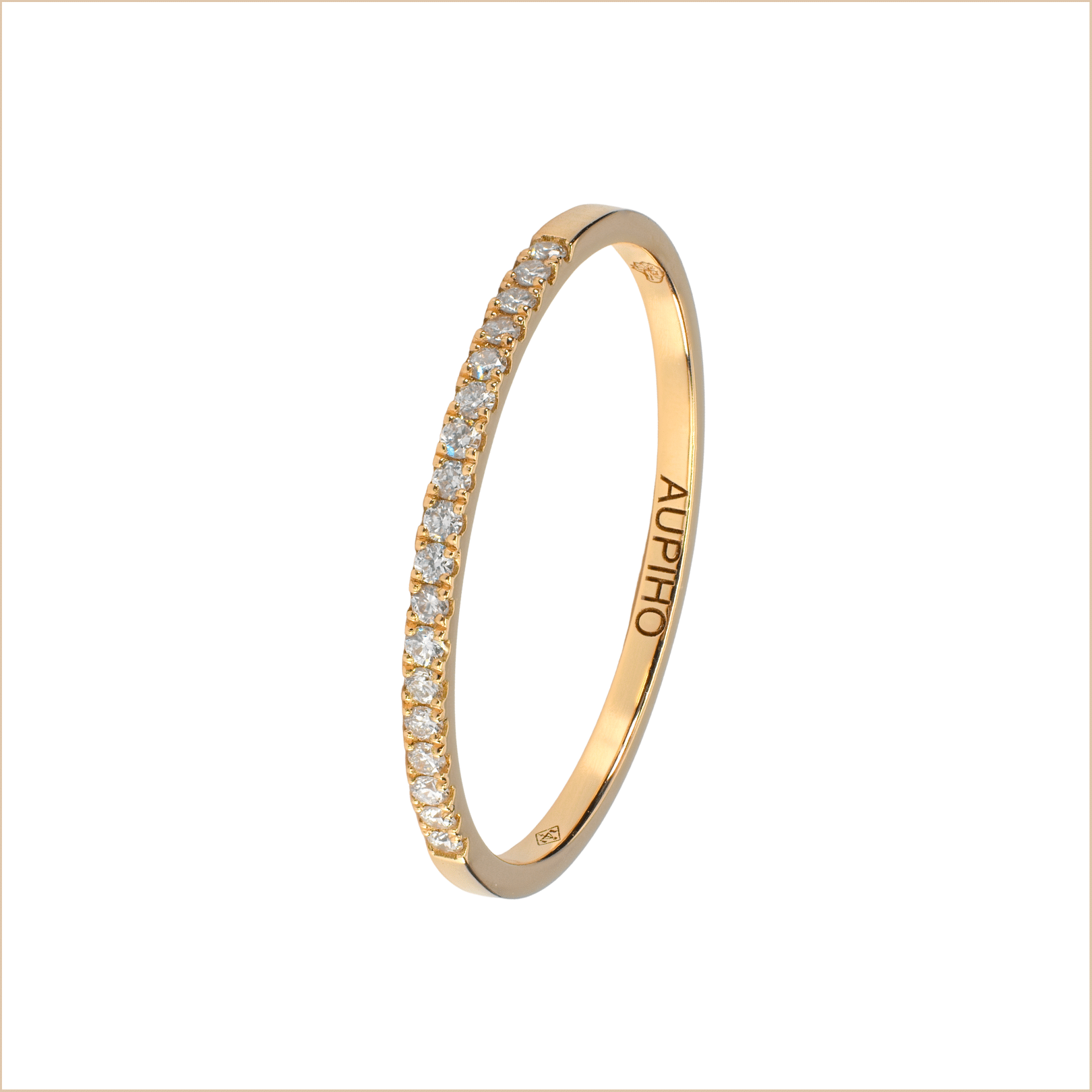 bague alliance or jaune et diamants blancs or recyclé 18 carats aupiho joaillerie