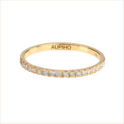 bague alliance or jaune et diamants blancs or recyclé 18 carats aupiho joaillerie