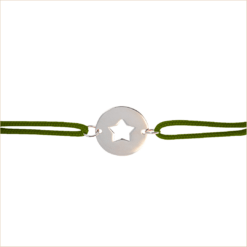 bracelet cordon médaille étoile or 18 carats recyclé or blanc aupiho joaillerie ysis collection celeste