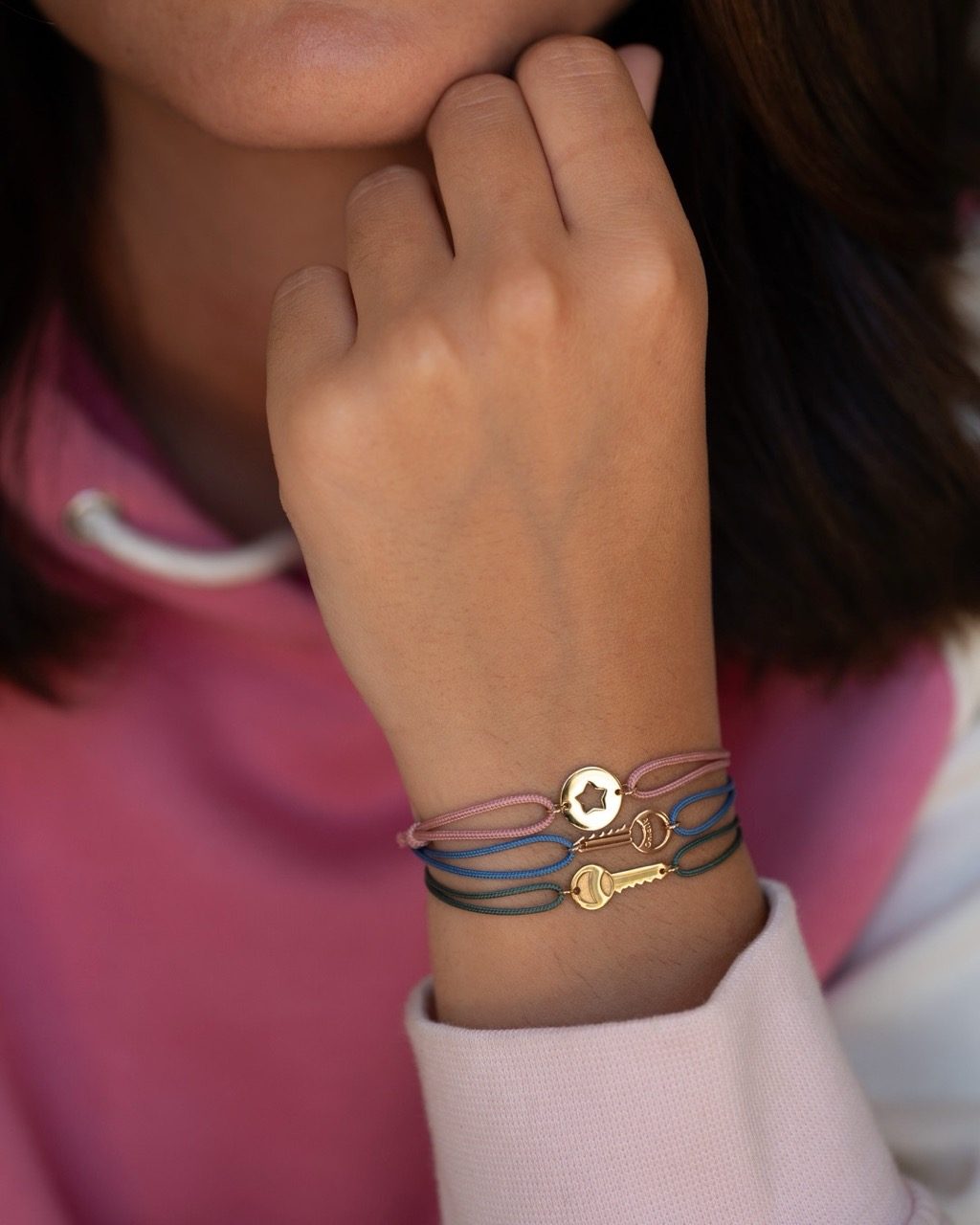 bracelet cordon clé médaille étoile or recyclé 18 carats aupiho joaillerie