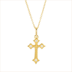 collier croix diamants or jaune Romy or recyclé 18 carats aupiho joaillerie