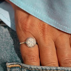 bague fiancailles or blanc pavée de diamants blancs or recyclé 18 carats