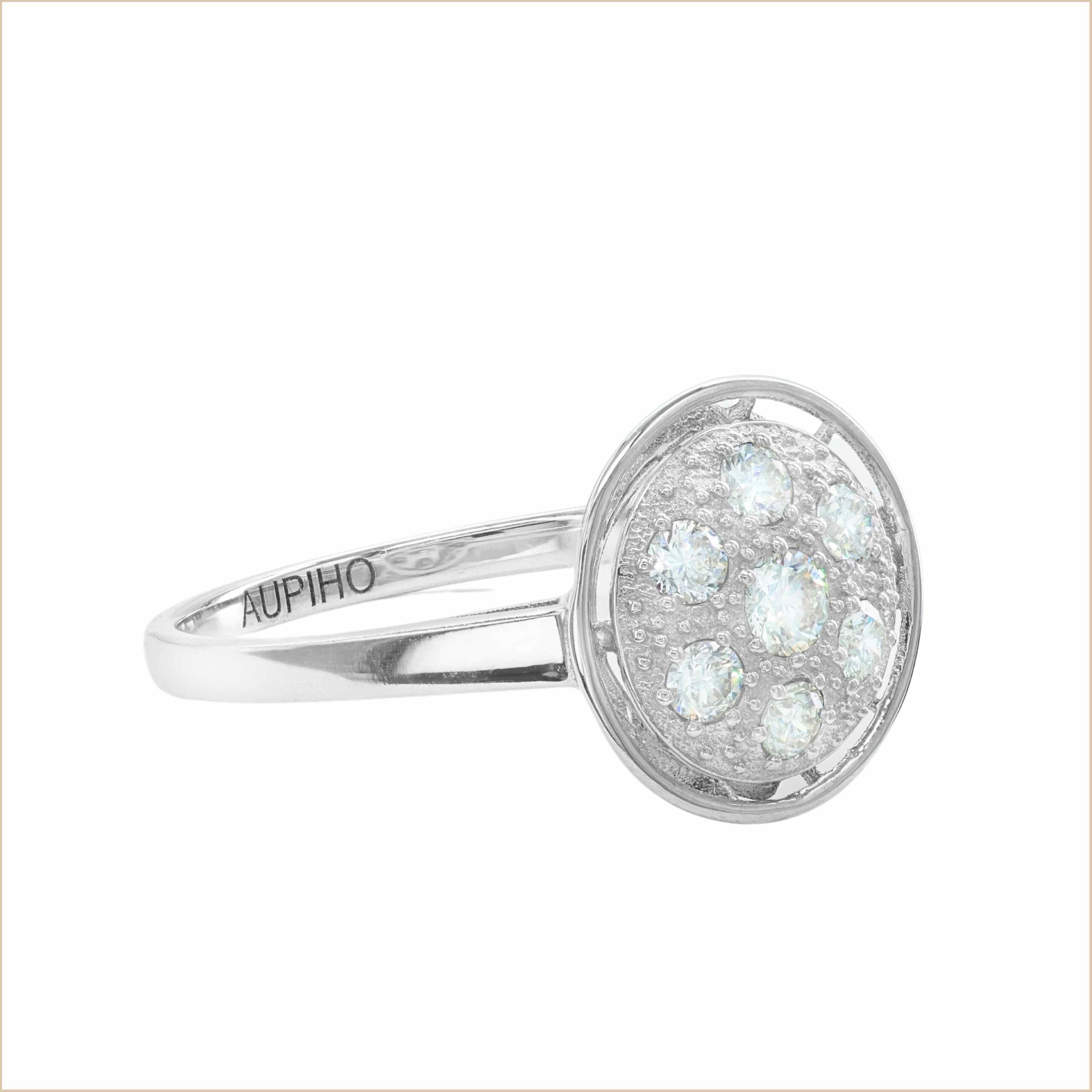 bague fiancailles or blanc pavée de diamants blancs or recyclé 18 carats