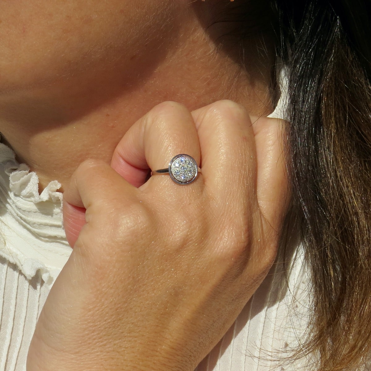 bague constellation diamants blancs or blanc or recyclé 18 carats aupiho joaillerie