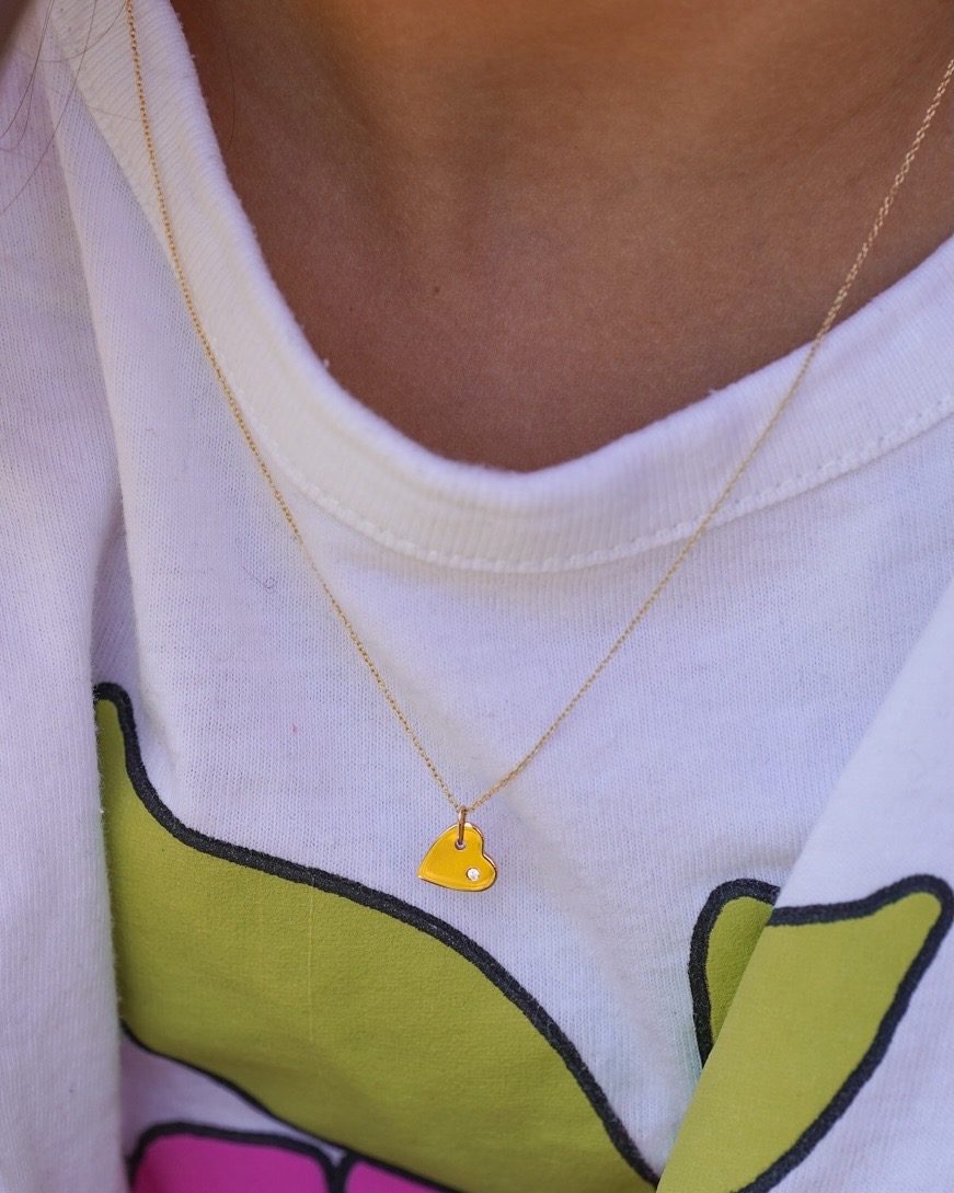 collier coeur or jaune et diamant blanc or recyclé 18 carats aupiho joaillerie