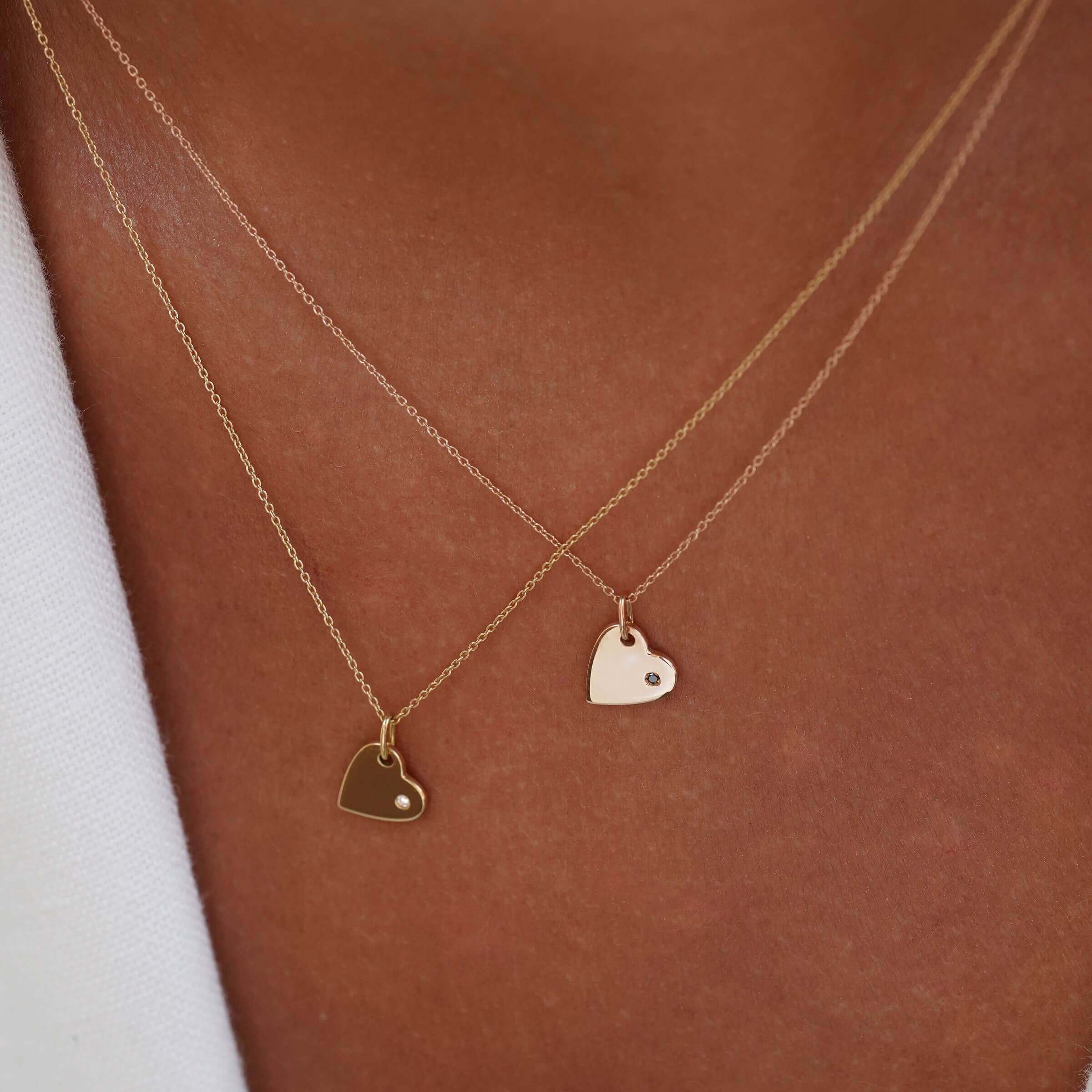 collier coeur or jaune et diamant blanc or recyclé 18 carats aupiho joaillerie