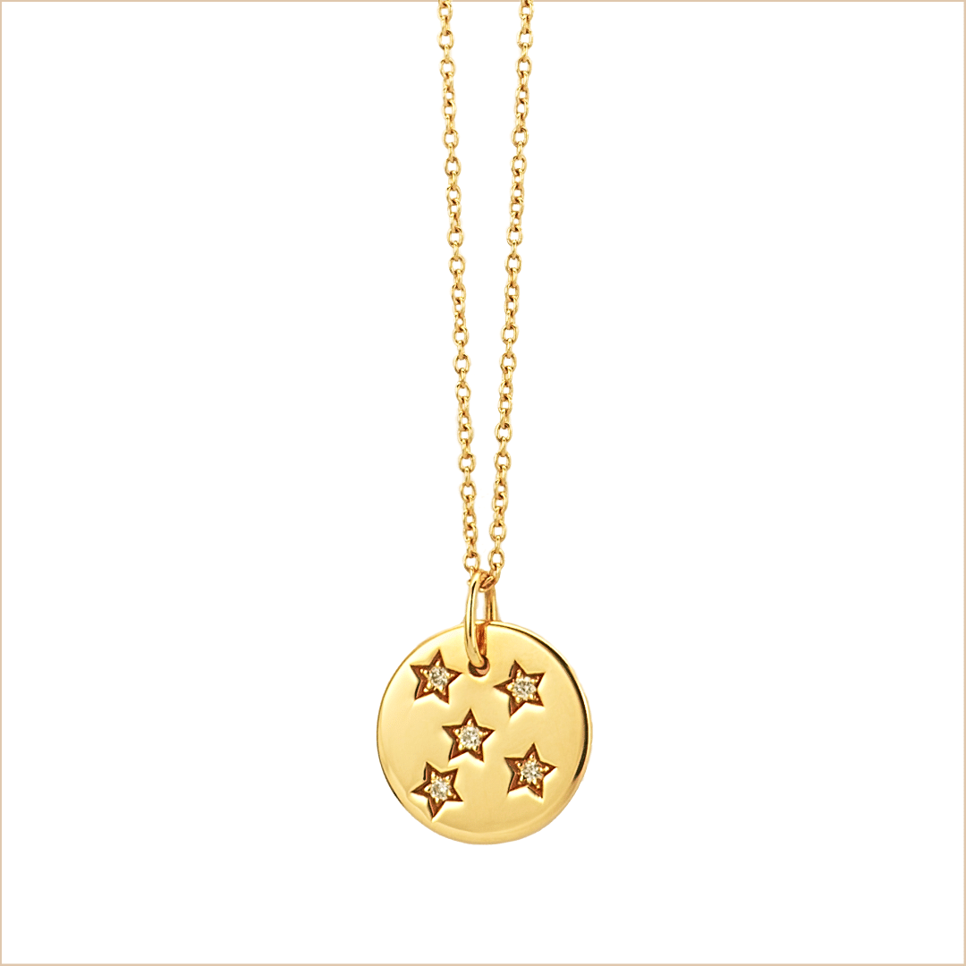 collier médaille étoile constellation or jaune et diamants blancs aupiho joaillerie