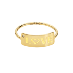 Bague diamant Love rectangle or jaune diamant blanc or recyclé 18 carats aupiho joaillerie