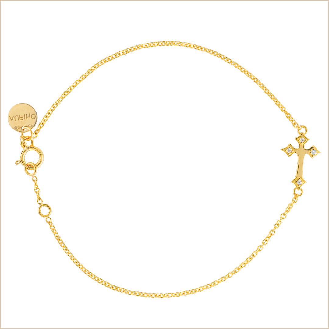 bracelet croix or et diamants or 18 carats diamants blancs or jaune illusion aupiho joaillerie bracelet croix or et diamants or 18 carats diamants blancs or jaune illusion aupiho joaillerie