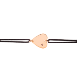 heart bracelet rose gold black diamond 18 carats recycled gold aupiho jewellery