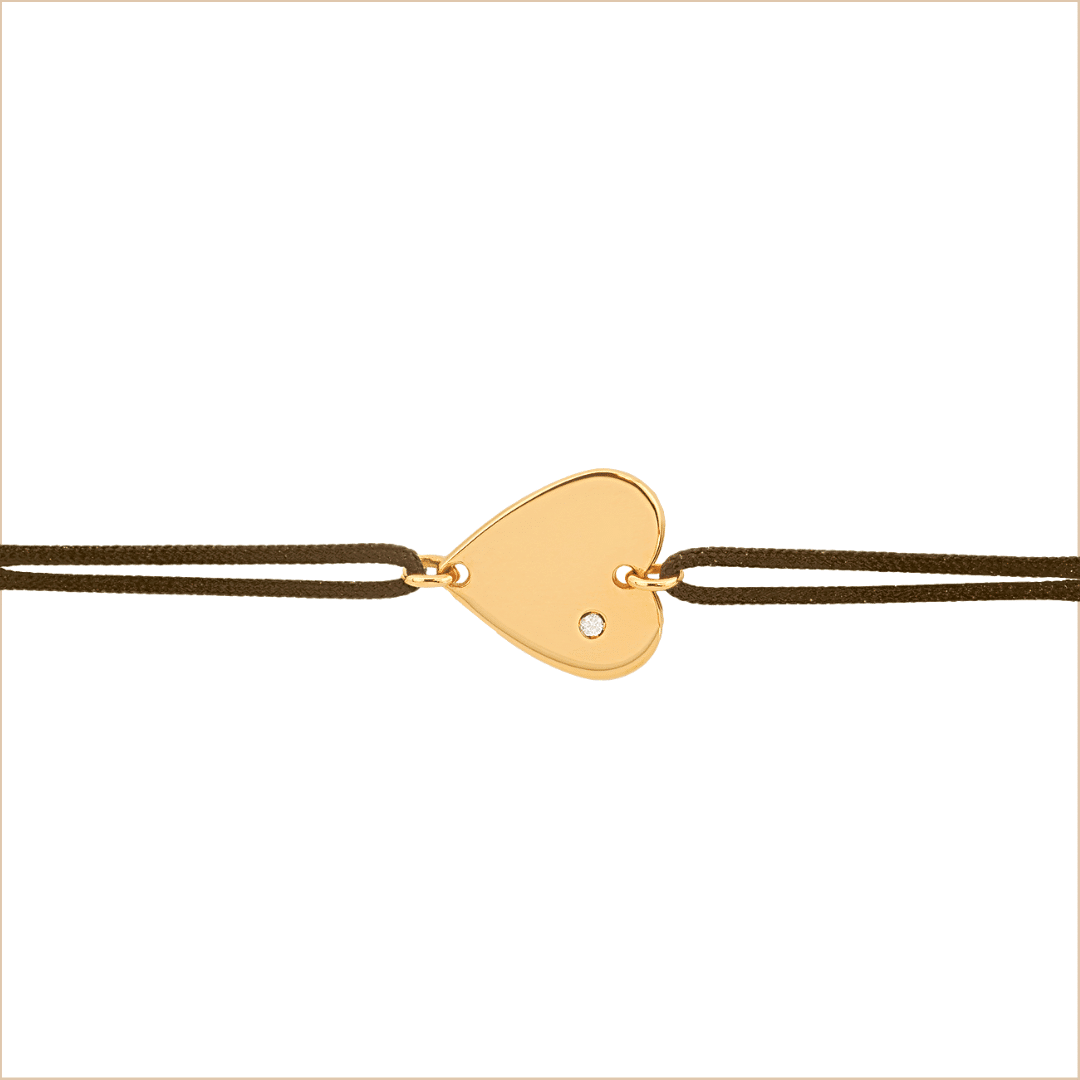 bracelet cordon grand coeur or jaune et diamant blanc or recyclé 18 carats aupiho joaillerie bracelet cordon grand coeur or jaune et diamant blanc or recyclé 18 carats aupiho joaillerie