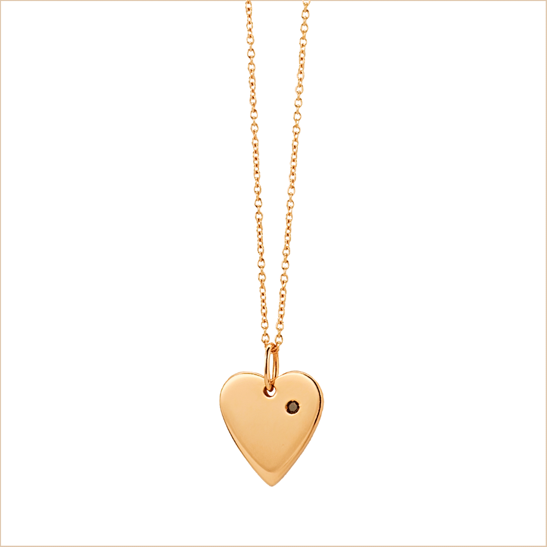collier coeur or rose et diamant noir or recyclé 18 carats aupiho joaillerie collier coeur or rose et diamant noir or recyclé 18 carats aupiho joaillerie