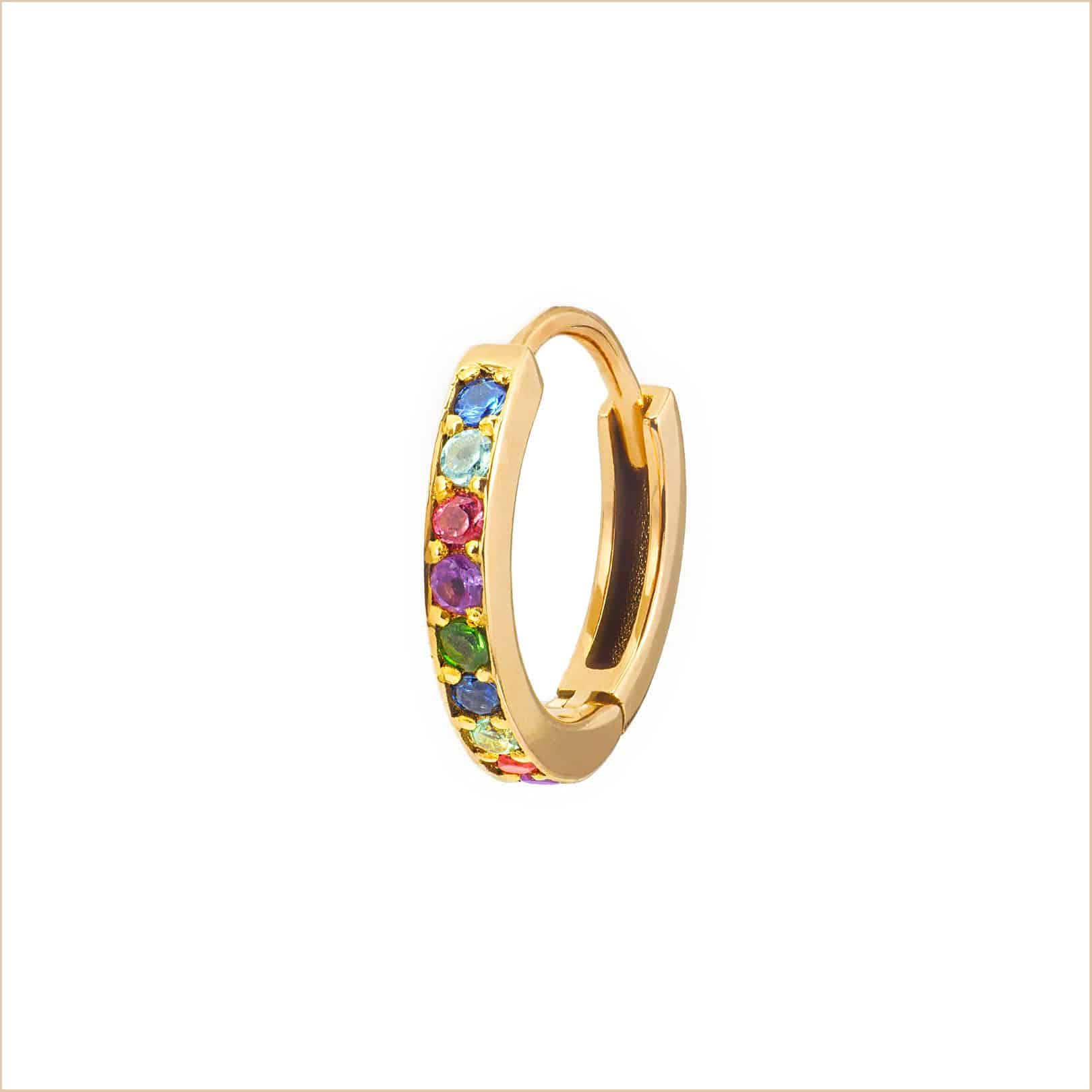 créole arc en ciel or jaune et pierres précieuses et fines multicolores or recyclé 18 carats aupiho joaillerie