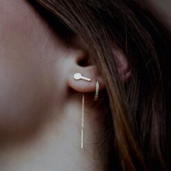 boucle d'oreille clé chaine or jaune or recyclé 18 carats sésame aupiho joaillerie