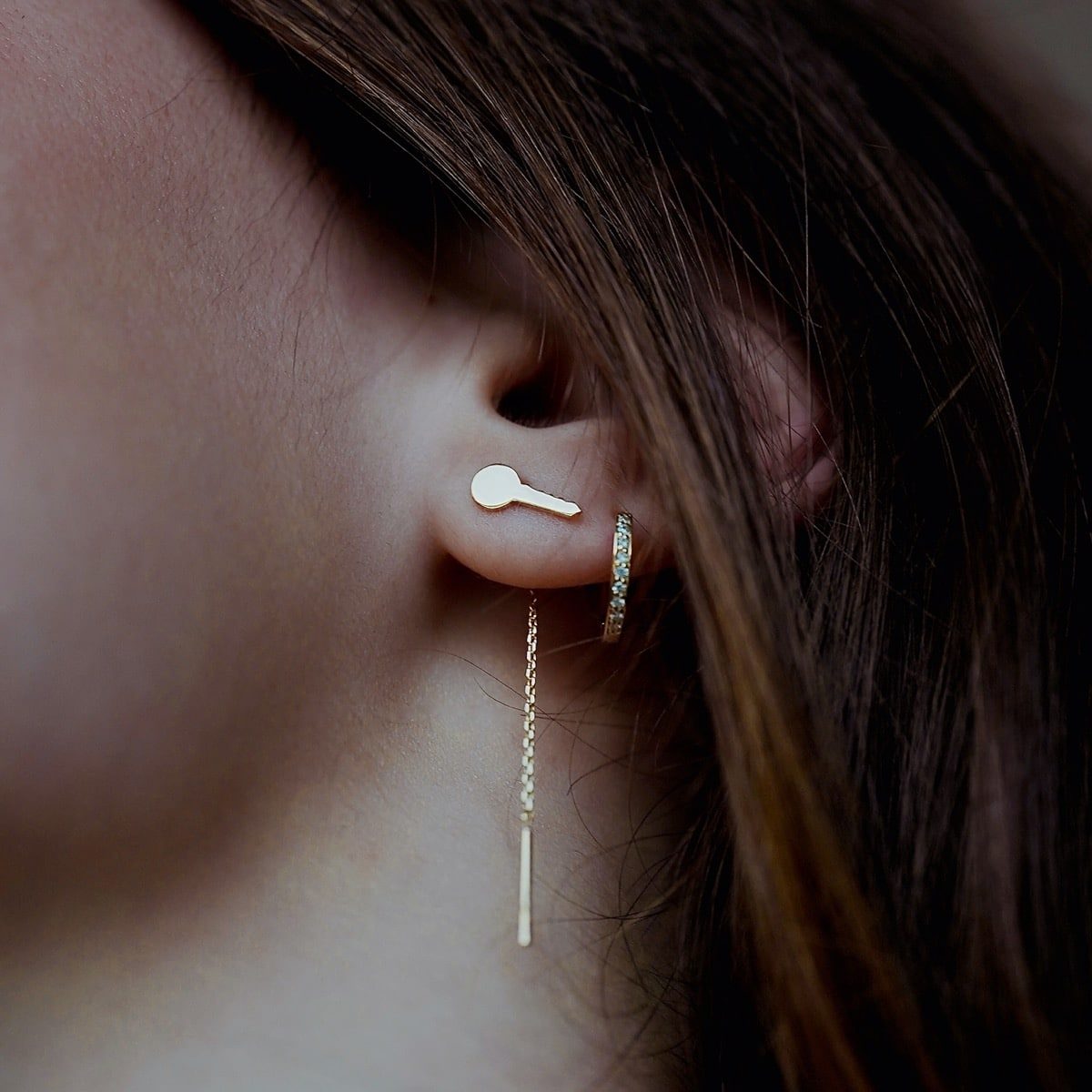 earring chain key recycled 18 carat yellow gold aupiho jewellery earring chain key recycled 18 carat yellow gold aupiho jewellery