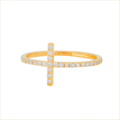 bague croix captive or et diamants or jaune et diamants blancs or recyclé 18 carats captive aupiho joaillerie