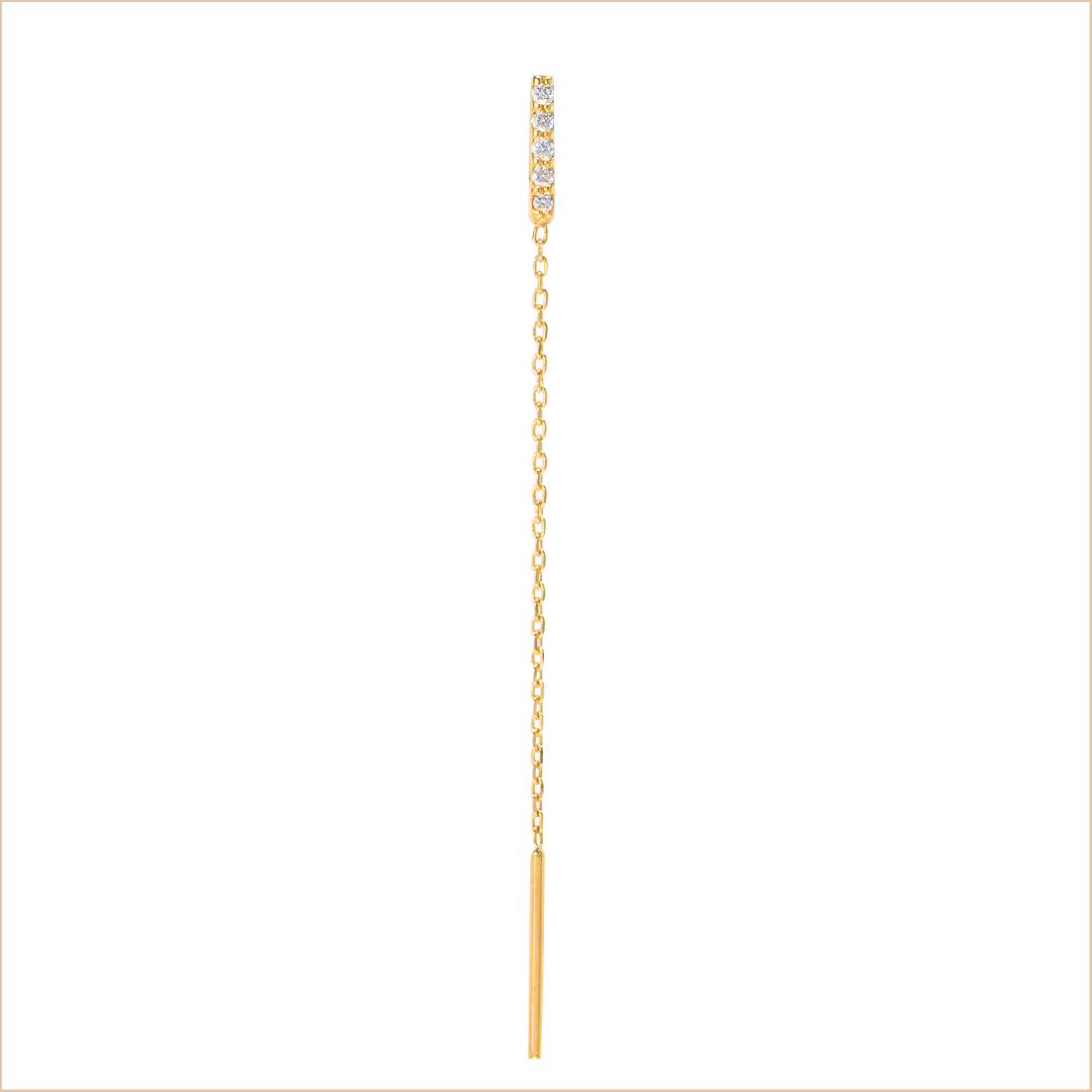 boucle d'oreille barrette chaine fine or jaune et diamants blancs or recyclé 18 carats aupiho joaillerie