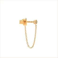 boucle d’oreille solitaire chaine or jaune et diamant blanc or recyclé 18 carats puce aupiho joaillerie