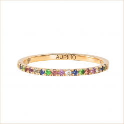 bague arc en ciel pierres précieuses or jaune aupiho joaillerie