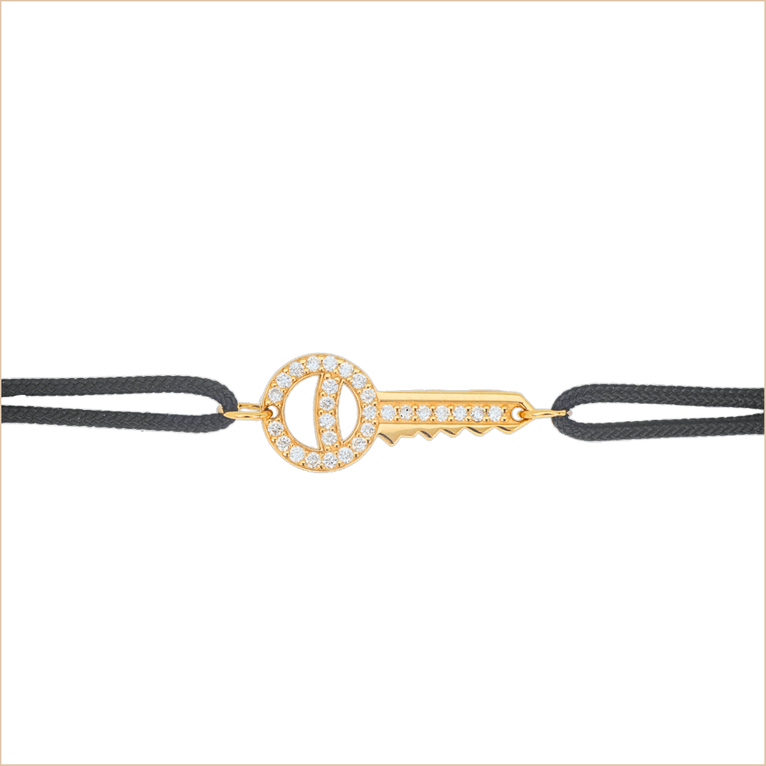 bracelet cordon clé diamants en or et diamants sésame or recyclé 18 carats aupiho