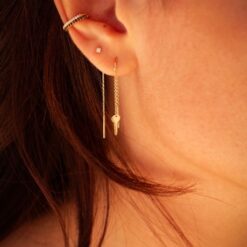 boucle d'oreille chaine cle earcuff or jaune et diamants or recyclé 18 carats sesame alice aime aupiho joaillerie