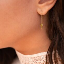 boucle d'oreille clé double chaine or recyclé 18 carats sesame aupiho joaillerie