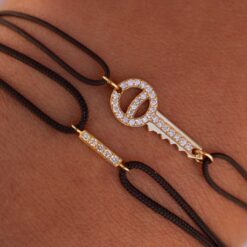 bracelet cordon barrette or jaune et diamants blancs or recyclé 18 carats jane aupiho joaillerie