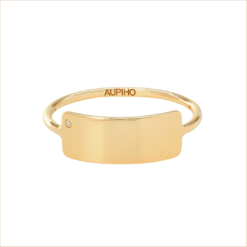 bague mia rectangle or jaune et diamant blanc or recyclé 18 carats personnalisable aupiho joaillerie