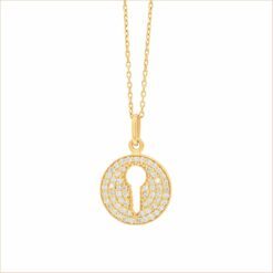 collier médaille clé or jaune et diamants blancs or recyclé 18 carats aupiho joaillerie