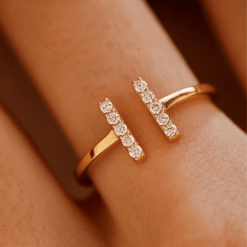 bague barrette or jaune et diamants blancs or recyclé 18 carats aupiho joaillerie