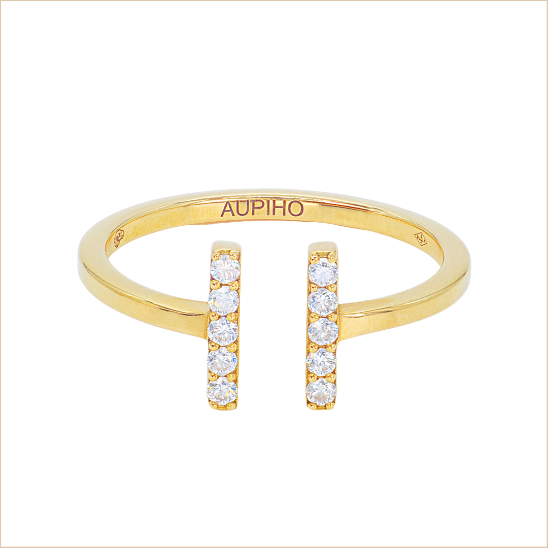 barrettes ring in yellow gold and white diamonds in 18-carat recycled gold aupiho jewelry barrettes ring in yellow gold and white diamonds in 18-carat recycled gold aupiho jewelry