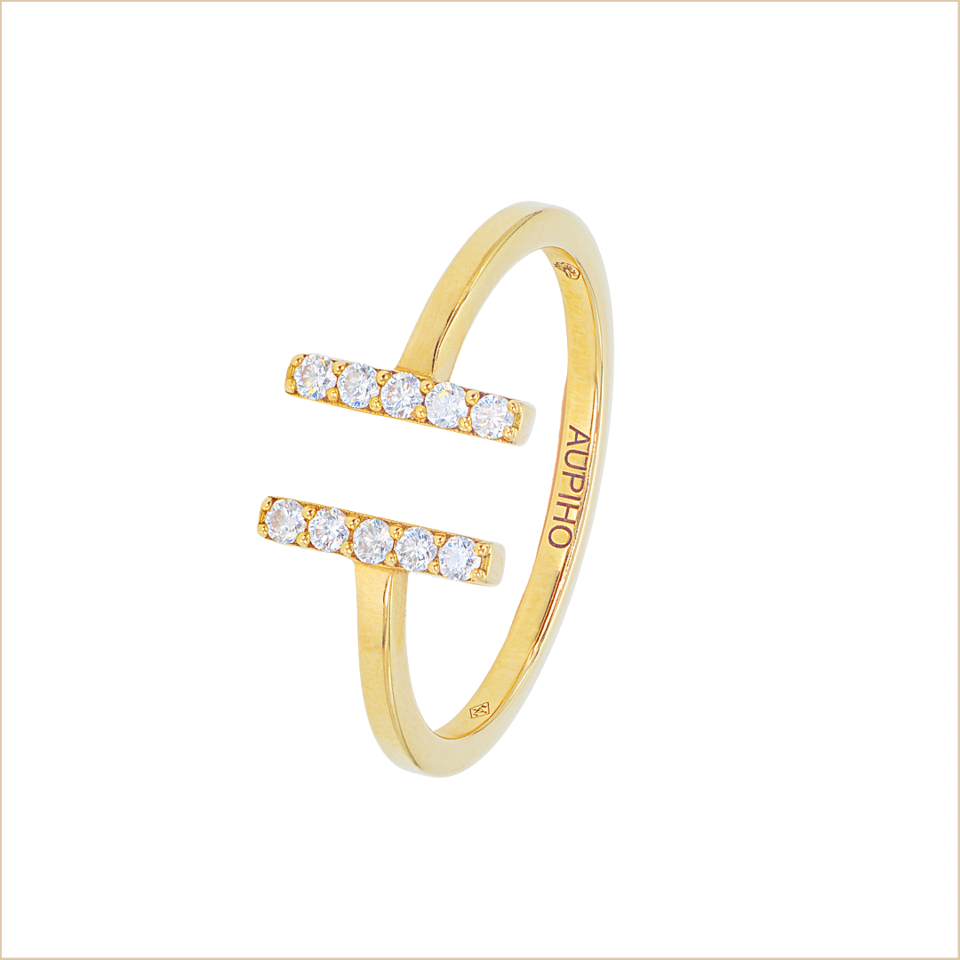 bague barrettes or jaune et diamants blancs or recyclé 18 carats aupiho joaillerie bague barrettes or jaune et diamants blancs or recyclé 18 carats aupiho joaillerie