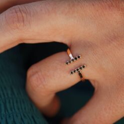 bague barrettes or rose et diamants noirs or recyclé 18 carats aupiho joaillerie tandem
