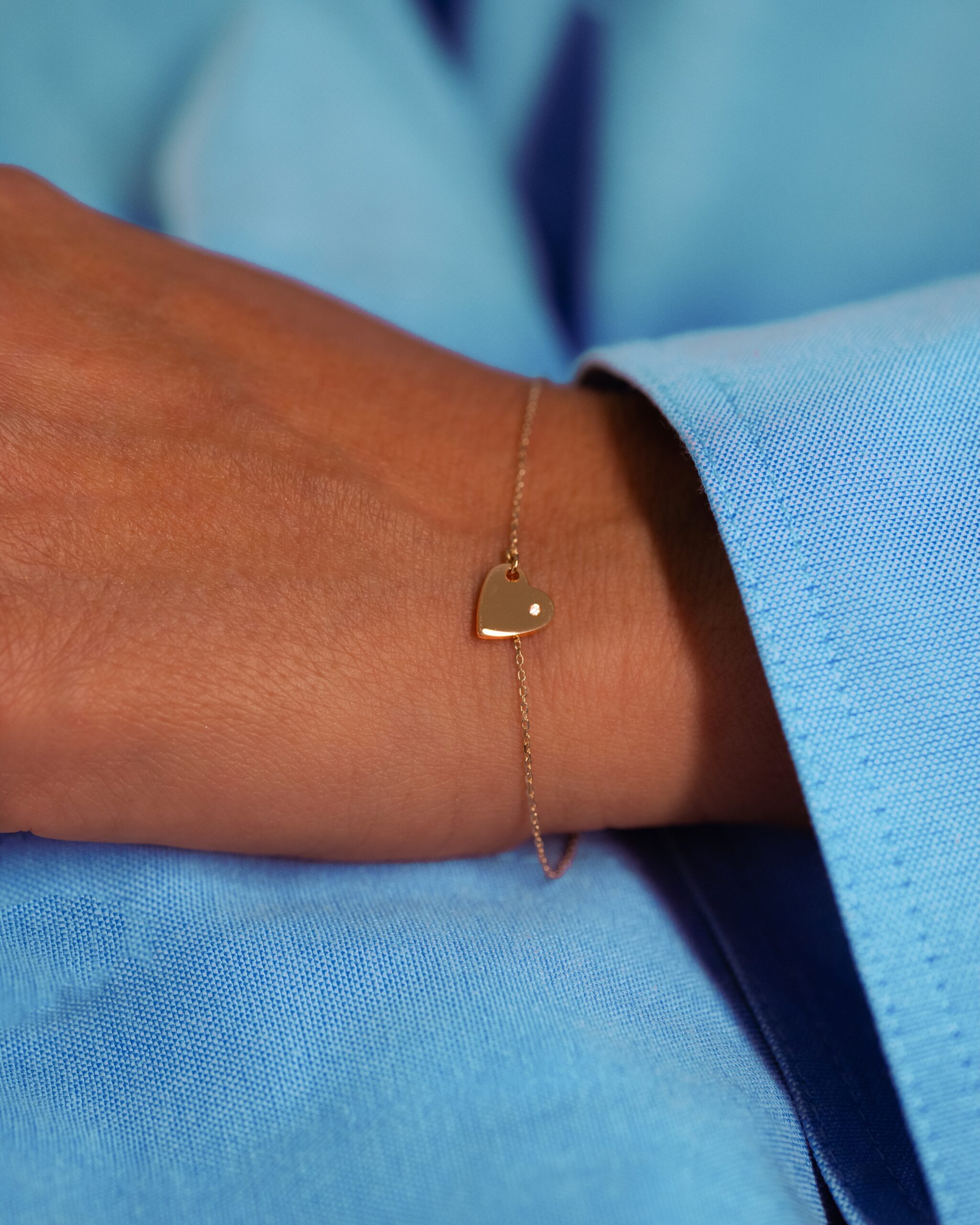 bracelet coeur or jaune et diamant or recyclé 18 carats coeur aupiho joaillerie