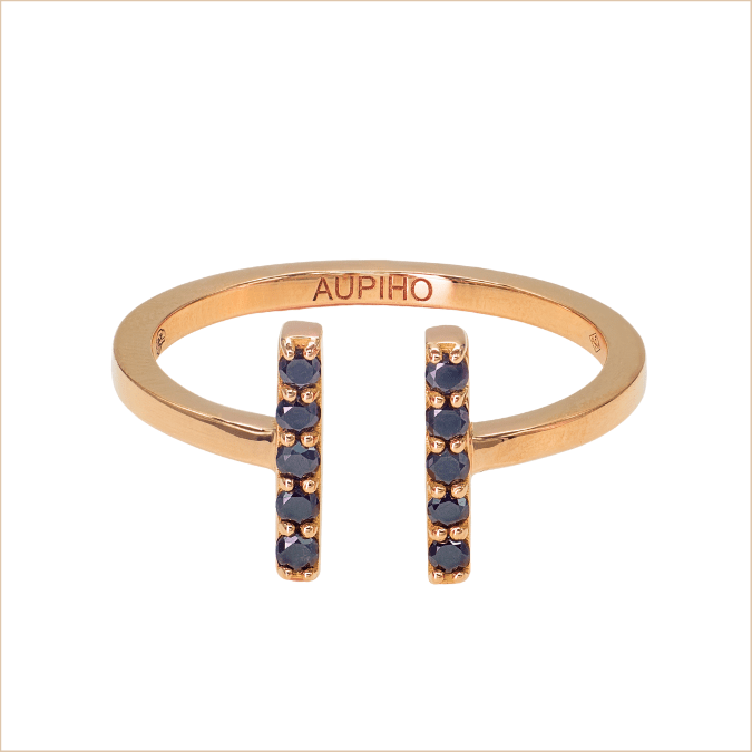 bague en or rose et diamants noirs barrettes or recyclé 18 carats aupiho joaillerie bague en or rose et diamants noirs barrettes or recyclé 18 carats aupiho joaillerie