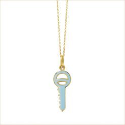 clé pendentif couleur bleu or jaune 18 carats recyclé aupiho joaillerie