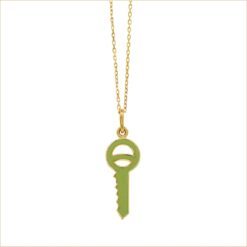 clé pendentif couleur verte or jaune 18 carats recyclé aupiho joaillerie