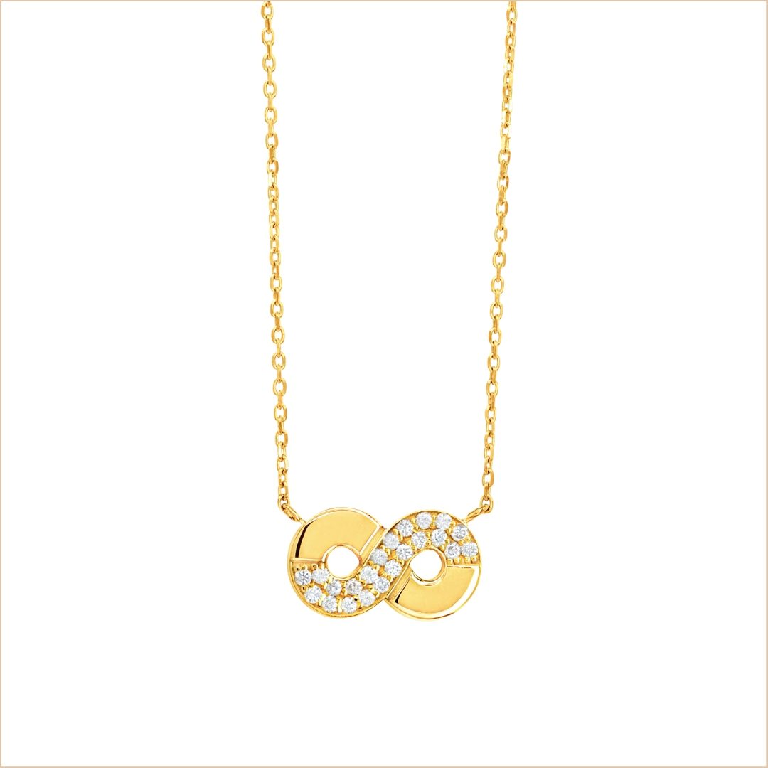 collier infini or jaune et diamants blancs or recyclé 18 carats aria aupiho joaillerie