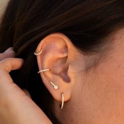 piercing or jaune et diamants blancs or recyclé 18 carats aupiho joaillerie